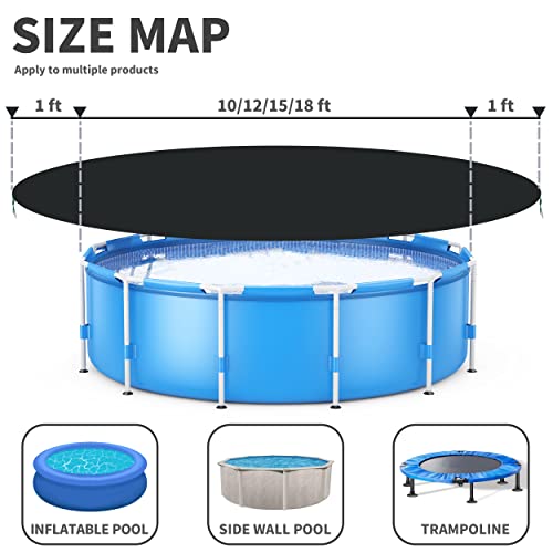 Sekey Round Pool Cover, For 12 Ft Metal Frame Pool, 420D High Density Oxford Fabric, Tear Resistant, Easy To Install, Stable, Durable, Wind & Dust Proof, Black #TOP4