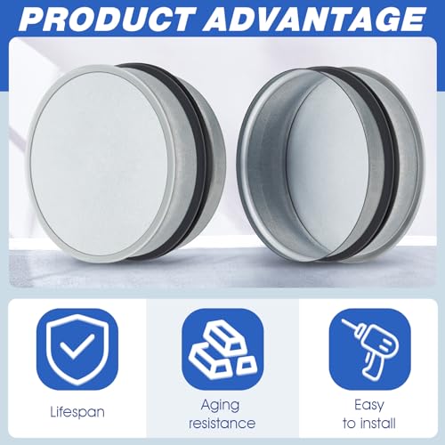 VIHOSE 2 Pcs 4 Inch Od Dryer Vent Cap with Rubber Gasket Round Dryer Vent Cover Inside Galvanized Steel Tee Duct End Cap Pipe Cover Metal Plug for Outdoor and Indoor HVAC Systems by VIHOSE - Image 3