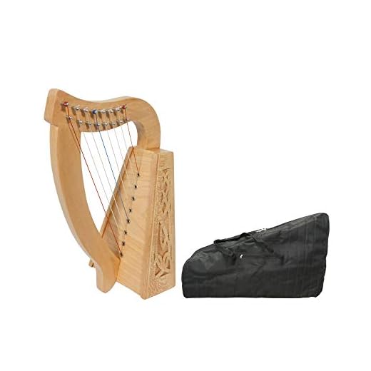 Lily Harp Package Includes: Roosebeck Lily Harp 8-string - Knotwork Design + Lily Harp Nylon Carry Case Bag New