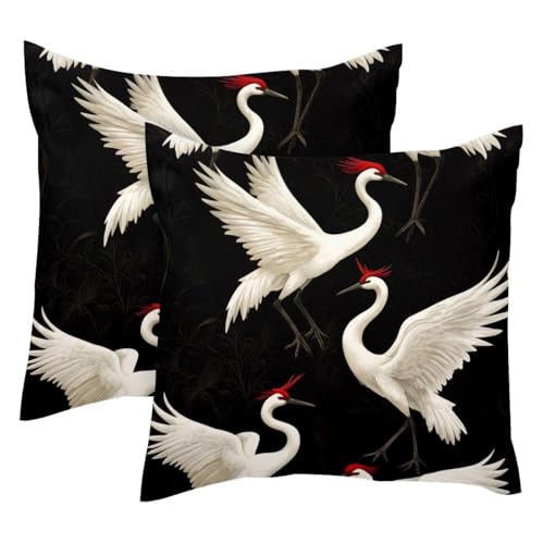 Housses de coussin velours double face Cranes de qualité premium