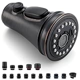 Kitchen Faucet Replacement Spray Head - with 15 Adapters, Pull Down Faucet Sprayer with 3-Function Nozzle, Oil-Rubbed Bronze, Kitchen Sink Faucet Head Replacement