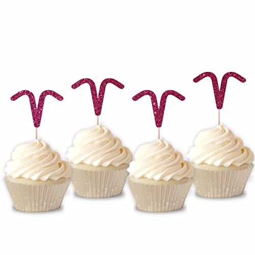 Glitter Zodiac Aries Symbol Cupcake Toppers Set of 12