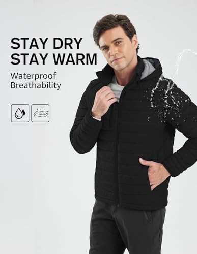 fit space Jaqueta masculina com isolamento sintético acolchoado e acolchoado resistente à água para