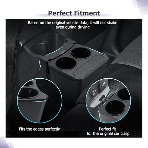 Image of LUWU Tacoma Trash Can Compatible with 2010-2020 2021 2022 2023 Toyota Tacoma Accessories Trash Bin [with 2 Cup Holders] Extra Rear Storage Box Garbage Cans Trashcan