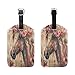 ALAZA Fashion Boho Chick Style Horse with Flowers Luggage Tags Baggage Tag Supplies with Name ID Card for Luggage Suitcase