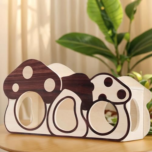 Maison pour hamster anti-stress en bois avec cachette champignon protectrice