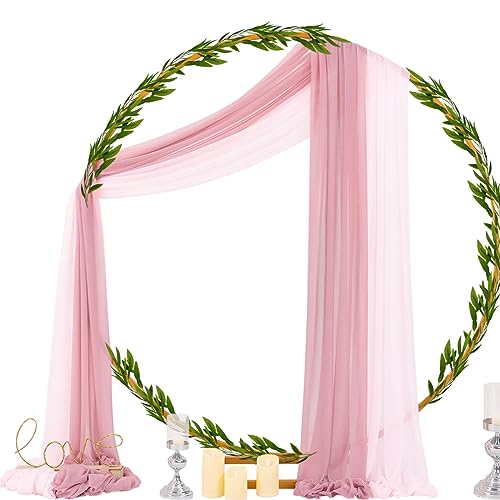Image of Socomi Wedding Arch Draping Fabric 29 inch x 20Ft 2 Panels Sheer Outdoor Curtain Drapes Extra Long for Bridal Baby Shower Birthday Party Decor Dusty Rose and Blush Pink