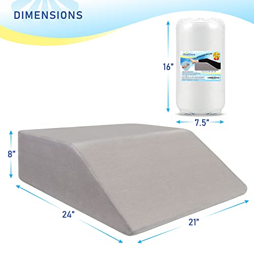 Leg Elevation Pillow With Memory Foam Top - Elevated Leg Rest Pillow For Circulation, Swelling, Knee Pain Relief - Wedge Pillow For Legs, Sleeping, Reading, Relaxing - Removable Washable Cover - 8Inch #TOP4