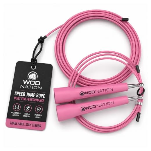 WOD Nation Speed Jump Rope - Blazing Fast Jumping Ropes - Endurance Workout forCrossfit, Boxing, MMA, Martial Arts or Just Staying Fit - Adjustable for Men, Women and Children