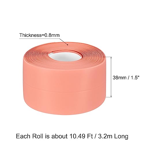 Image of uxcell Waterproof Seal Caulk Strip Tape Self Adhesive, 1pcs 10.5 Ft L x 1.5 inch W PVC Sealing Tape Caulking Tape for Kitchen Countertop, Bathroom, Toilet, Bathtub Floor Wall Corner, Pink