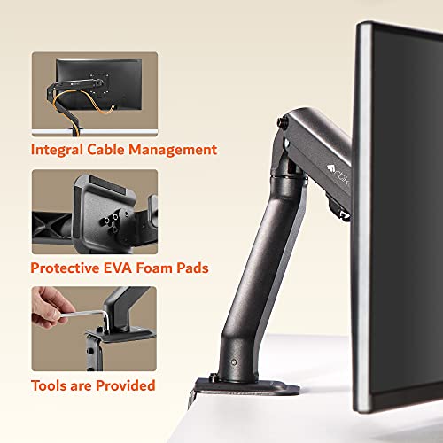 Image of Artikel Monitor Desk Mount | Adjustable Spring Assisted Monitor Arm | VESA Mount with C Clamp & Grommet Mounting Base | Computer Monitor Stand for Screen up to 27 inch | Economy Single Series | Black