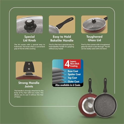 Image of Signoraware Perfecto 4 Layer Coating Non Stick FryPan 26cm | Prevent Sticking | Gas & Induction Compatible | Ideal for Sauteing Veggies, Frying Snacks or Making Gravy & Stir-Fries (2.25 LTR | Steel)