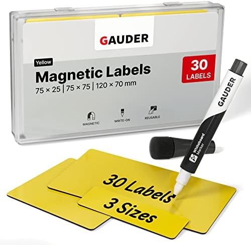 GAUDER Magnetic Dry Erase Labels | Magnetic Labels to write on | Dry Erase Magnets for Classroom, Whiteboard & Blackboard