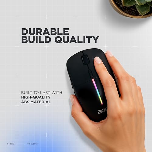 Image of Acer Prism Wireless Mouse | Dual Mode 2.4GHz & BT 5.1 | 6 Buttons with Scroll Wheel | 800 /1200 /1600 DPI | Rechargeable 500mAh Battery | Running RGB | Lightweight 73g I Windows & Mac Compatible - Black