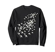 Flock of Birds Flying - Nature and Bird Lovers Graphic Print with silhouette of a flock of flying birds is a print for nature lovers. Cool design with a swarm of Swallows for bird watchers, bird lovers, people who love birds, birdwatching, nature, bi...