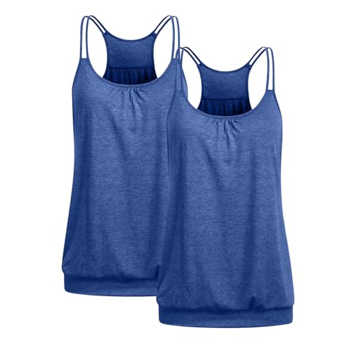 Camiseta de tirantes para mujer, paquete de 2 unidades, sexy, tirantes delgados, sin mangas, camiseta de verano, monocolor, camiseta de tirantes para playa, camiseta de tirantes, blusa básica,