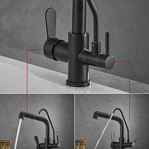 Robinet évier purificateur d'eau fini les bouteilles : mitigeur cuisine 3 voies noir douchette - 7