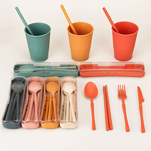 Unzerbrechliches Geschirr Set 6 Personen, 66 Teiliges Camping Geschirr Set Plastikgeschirr Picknick Geschirr Sets Leicht Bunt Grill Kunststoff Servierteller Schüsseln Besteck Set