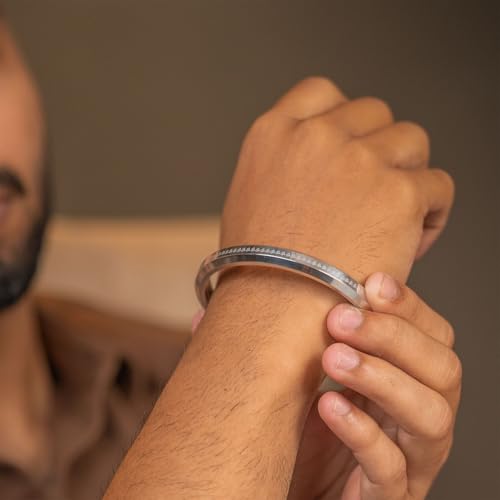 Image of Mesmerize Om MicroCarved Round Kada for Men & Boys | Premium Stainless Steel, Waterproof & Hypoallergenic | Anti-Tarnish | 6 Months Warranty