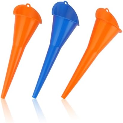 Aferrizu Oil Funnel 3-Pack, Multi Function Plastic Long Neck Oil Funnel - for All Automotive Oils Lubricants Engine Oils Water Diesel Fuel Kerosene