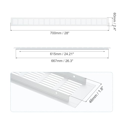Grille d'aération de porte persienne aluminium argenté pour ventilation meuble - 3