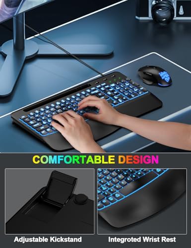 Eayblly Ergonomic Backlit Computer Keyboards, Usb Wired Lighted Keyboard With 7 Colors thumb #4