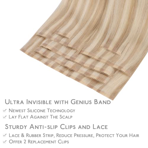 Image of WENNALIFE Invisible Edge Seamless Clip in Hair Extensions Real Human Hair | 14'' 130g 9pcs Chocolate Brown. Ultra-Thin PU Weft, Easy, Comfortable Clip in Luxury Remy Hair Extensions