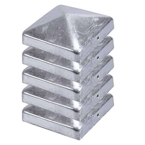 Preisvergleich Produktbild 5x BigDean Pfostenkappe 71x71mm voll verzinkt Pfahl Pfosten Schutzkappe Schutzhaube