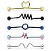 Ruifan 5PCS Industrial Barbell Earring Stainless Steel 14 Gauge Cartilage Earring Body Piercing 1 1/2 Inch(38mm)- Coil, Wave, Twister, Spiral,Heart(Mix Color 2#)