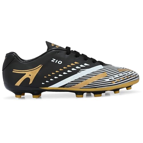 Image of PRO ASE SPORT Football Shoes with Rubber Studs - Ideal for Hard & Artificial Turf Surfaces | Orange, Black, Golden.