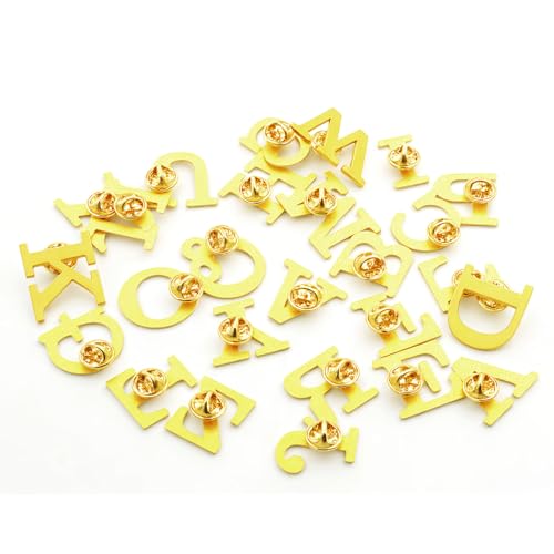 Image of 10Pack A-Z 26 Letters Pins Brooches Silver Plated Metal Broaches Pins-GOLD Initial Breast Brooch pin Tack Name Personalized Gifts for Women Men