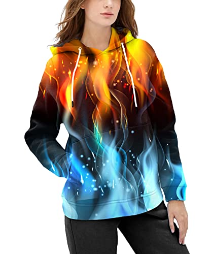 Eowjeed Men Women 3D Hoodies Galaxy Sweater Long Sleeve Pullover Sweatshirt For Lovers Large #TOP2