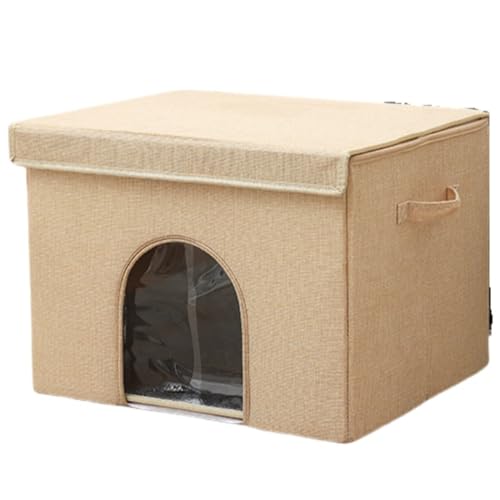 RoastMe冷却猫ハウス、アイスパック付き夏の猫シェルター、猫クーラーハウス屋外猫シェルター猫小屋コンドミニアム 防水屋外ペットハウス屋外猫小屋折りたたみ式小型犬ハウス、ポータブル屋内猫ハウス、屋内屋外用、屋外猫シェルター、エアコン付きの部屋 (カーキ)