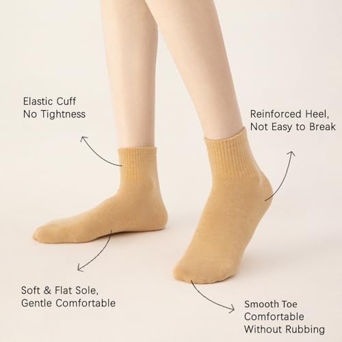 Image of Women's Quarter Crew Socks, Lightweight Casual Above Ankle Socks for Women, Breathable Smooth Toe