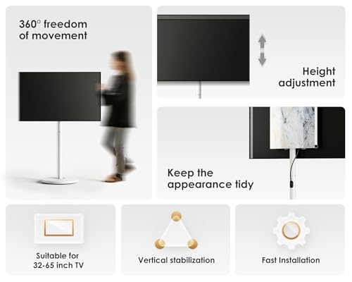 FITUEYES Design TV Floor Stand with Wheels for 32-65 Inch Minimalism Corner TV Stand Height Adjustable Holds 35kg Max VESA 400×400 Master Series - Image 4