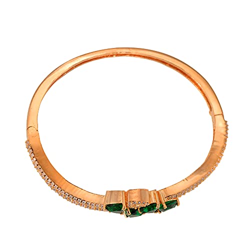 Image of SARAF RS JEWELLERY Beautiful Intricate Design Gold Plated American Diamond Handcrafted Stylish Bangle Bracelet for Women and Girls