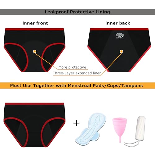 Image of Nalwort Womens Period Underwear Menstrual Period Panties Slim Postpartum Cotton Panties 5 Pack