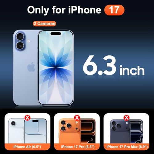 Image of for iPhone 17 Case Clear with Screen Protector, Compatible with Magsafe, Anti-Yellowing, Military-Grade Protection, Shockproof Slim Magnetic Phone Case Cover, Transparent