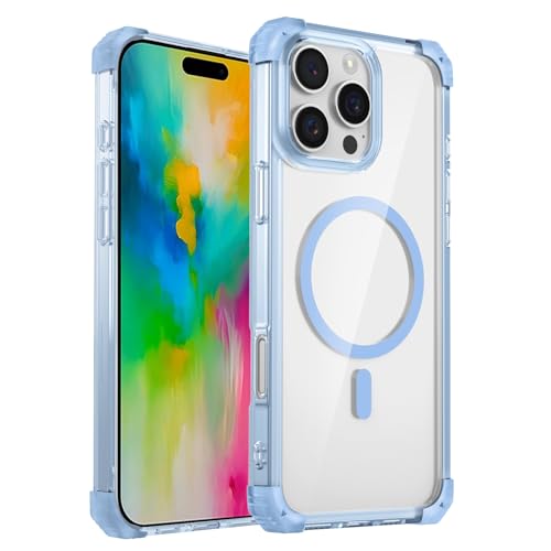 Coque magnétique iPhone 16 Pro Max transparente et antichoc bleu