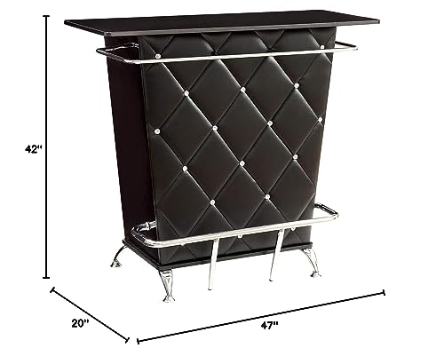 Benjara-Benzara-Contemporary-Style-Leatherette-Padded-Bar-Table-With-Button-Tufting-Black Benjara Benzara Contemporary Style Leatherette Padded Bar Table With Button Tufting Black