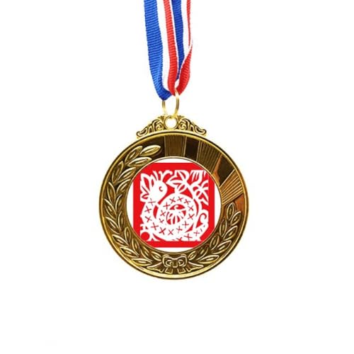 Cinta para medalla de oro con corte de papel del zodiaco de China para distinguir campeones