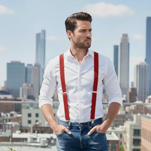Image of Dibi Suspenders for Men - Adjustable X back Suspender with 4 Strong Clips