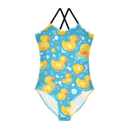 Duck Turquoise Kids Girls 1 Piecing Swimsuit Summer Swimming Suits Adjustable Strap Cute