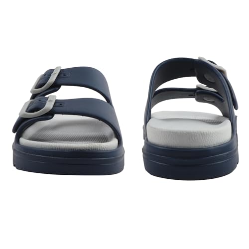 Image of Men's Double Strap EVA Slippers | Lightweight Adjustable Buckle Slides | Anti-Skid Comfortable Casual Sandals for Indoor Outdoor