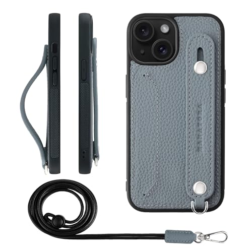 HANATORA for iPhone 15 �P�[�X �{�v �ϏՌ� �w�ʃx���g �X�g���b�v�����O �X�}�z�P�[�X �X�}�z �X�^���h�@�\ �l�b�N�X�g���b�v �t�� �J�[�h�|�P�b�g �V�������N���U�[ �M�t�g �u���[�O���[ CGHGZ-15-BlueGray
