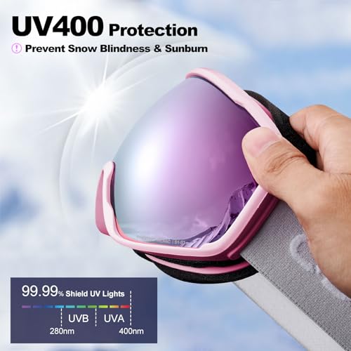 Odoland Photochromic Ski Goggles for Sunny and Cloudy Days, Anti-Fog OTG UV Protection Snowboard Goggles for Men Women Youth by Odoland - Used condition - Image 5