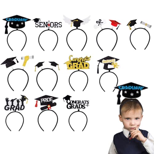Miyanvuo Bandeau pour Chapeau de Graduation,12 Pièces Réglables Bandeau Chapeau Diplômé | Accessoire de Fête pour Maison École Maternelle Collège Lycée Université Célébration