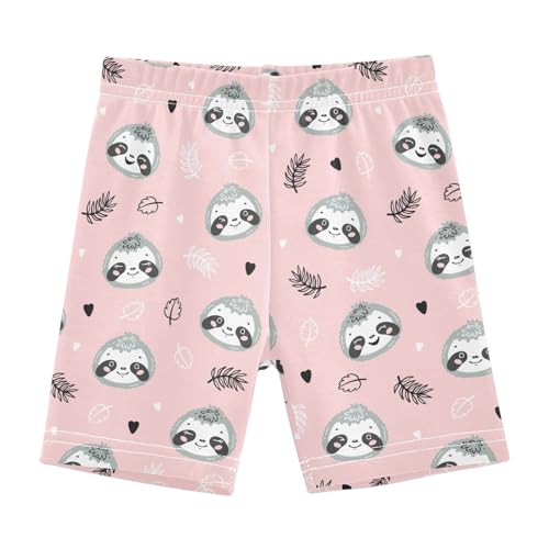 JHKKU Girls Cute Sloths Shorts Cotton Cartwheel Bike Kids Biker Under Dress Dance Short Girl Clothes 8Y