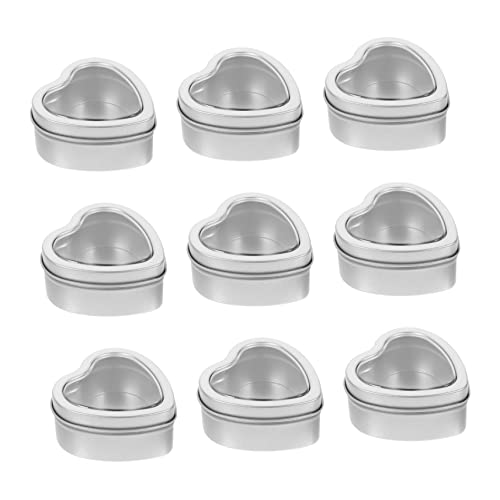 Beatifufu 10pcs Heart Shape Metal Tins with Window Lid for Candles Candy Storage and Packaging Stylish Empty Candle Containers for Parties and Events