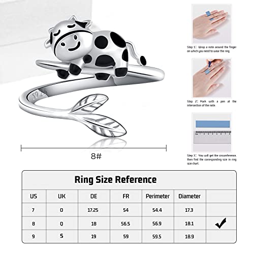 Justkidstoy Cow Ring For Women Girls Sterling Silver Cute Animal Cow Jewelry Adjustable Open Ring Cow Ring Gift For Birthday #TOP5